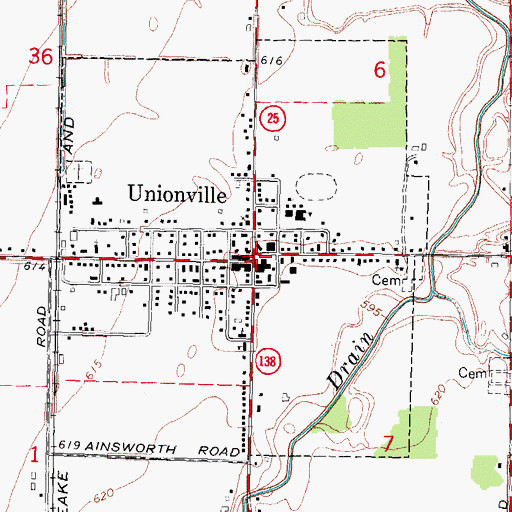 Topographic Map of Unionville, MI
