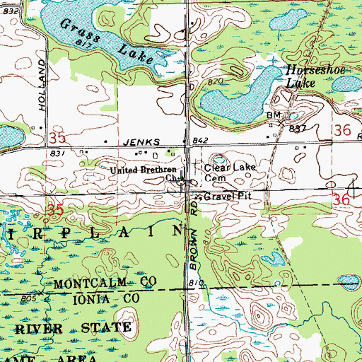 Topographic Map of United Brethren Church, MI