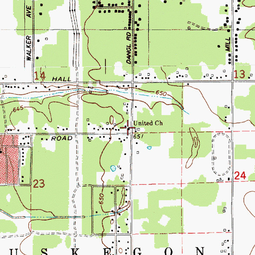 Topographic Map of Muskegon Church of Christ, MI