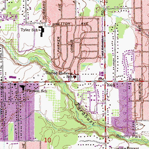 Topographic Map of United Hebrew School, MI