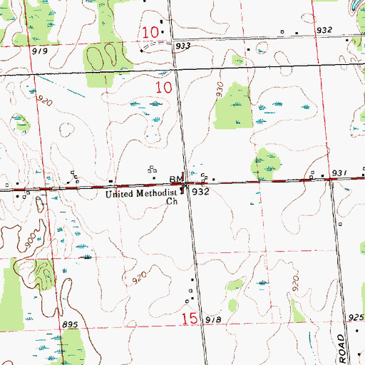 Topographic Map of United Methodist Church, MI