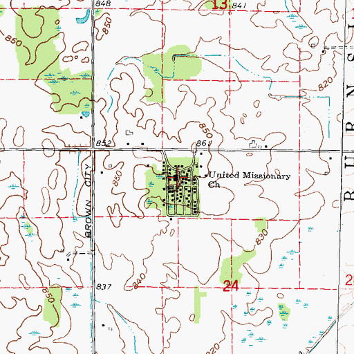 Topographic Map of United Missionary Church, MI
