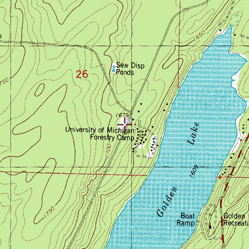 Topographic Map of University of Michigan Forestry Camp, MI