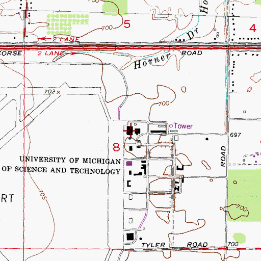 Topographic Map of University of Michigan Institute of Science, MI