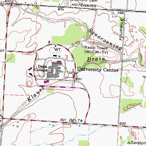 Topographic Map of University Center, MI