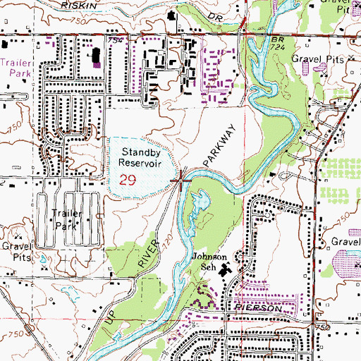 Topographic Map of Up River Parkway, MI