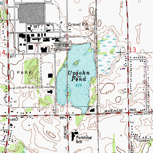 Topographic Map of Upjohn Pond, MI