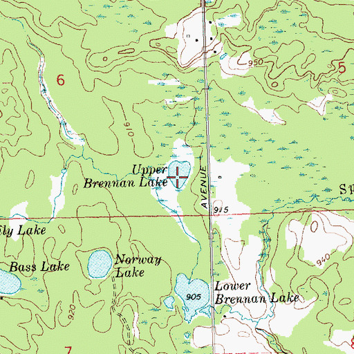 Topographic Map of Upper Brennan Lake, MI