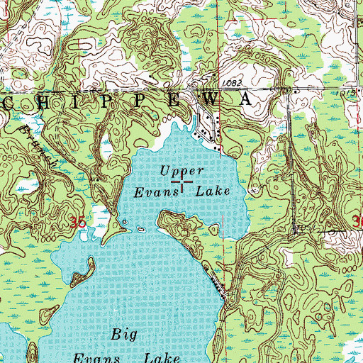 Topographic Map of Upper Evans Lake, MI