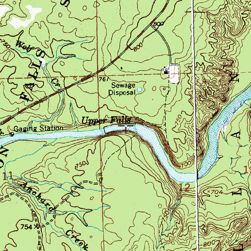 Topographic Map of Upper Falls, MI