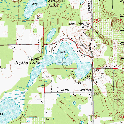 Topographic Map of Upper Jeptha Lake, MI