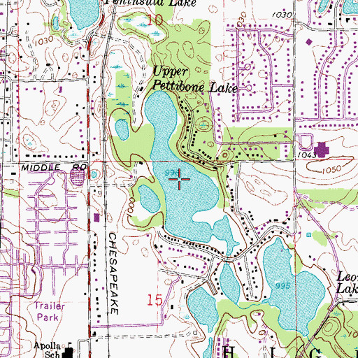 Topographic Map of Upper Pettibone Lake, MI