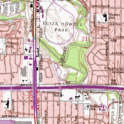 Topographic Map of Upper River Rouge, MI