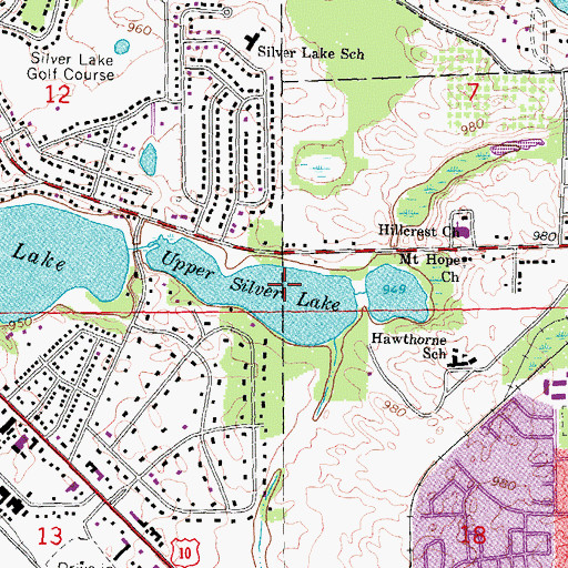 Topographic Map of Upper Silver Lake, MI