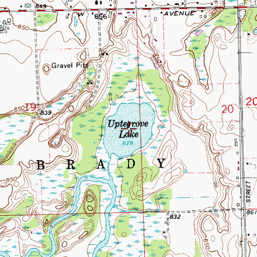 Topographic Map of Uptegrove Lake, MI