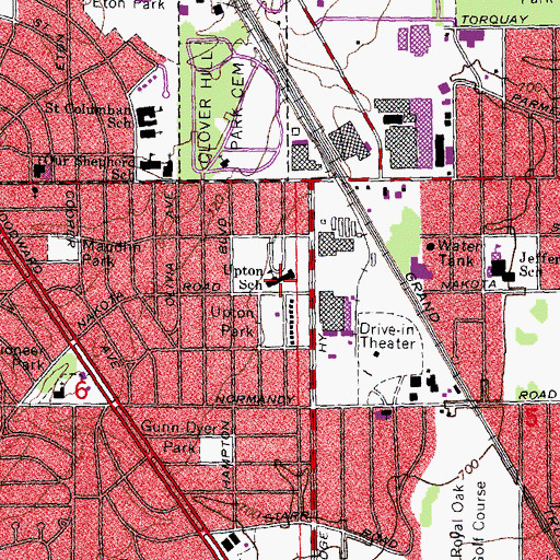 Topographic Map of Upton School, MI
