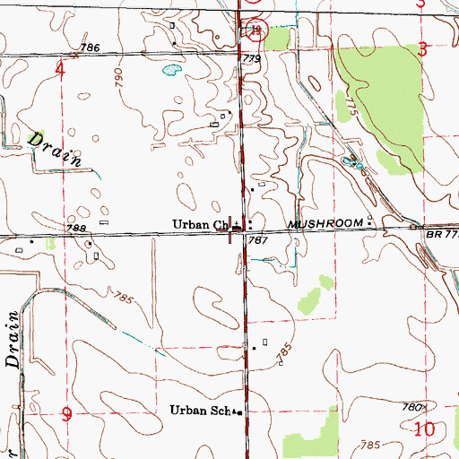 Topographic Map of Urban Church, MI