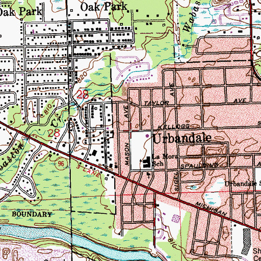 Topographic Map of Urbandale, MI