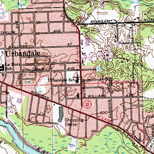 Topographic Map of Urbandale School, MI