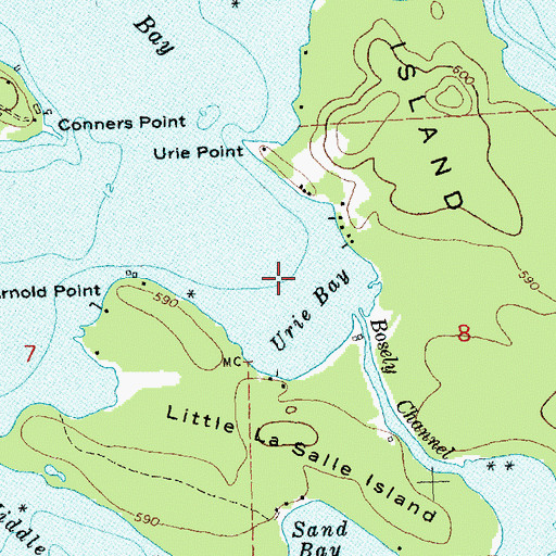 Topographic Map of Urie Bay, MI