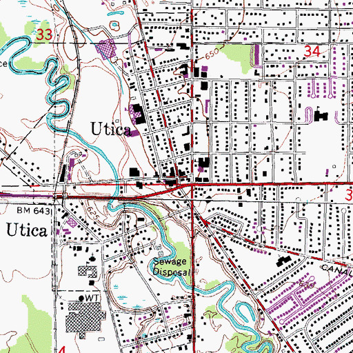 Topographic Map of Utica, MI