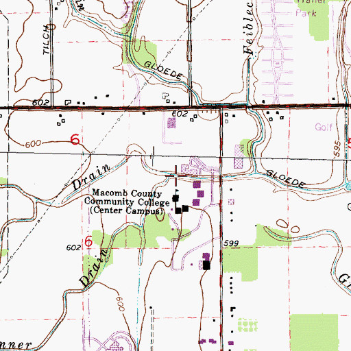 Topographic Map of Utica Drain, MI