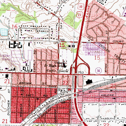 Topographic Map of Utley Junior High School, MI