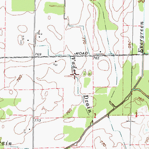 Topographic Map of Vader Drain, MI