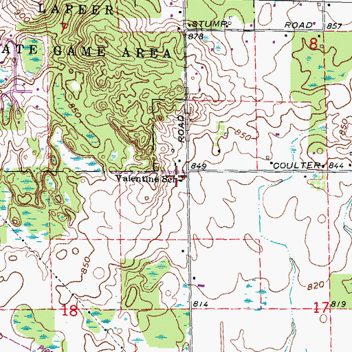 Topographic Map of Valentine School, MI