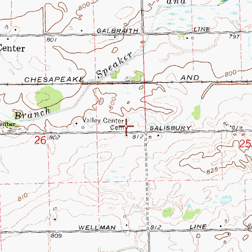 Topographic Map of Valley Center Cemetery, MI