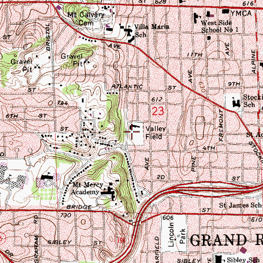 Topographic Map of Valley Field, MI