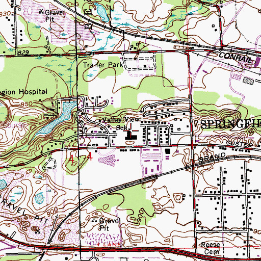 Topographic Map of Valley View School, MI