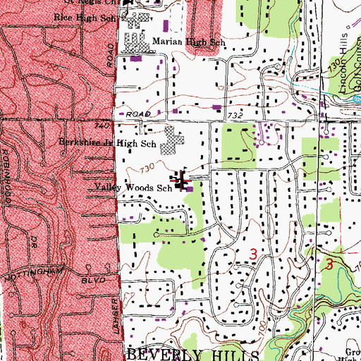 Topographic Map of Valley Woods School, MI