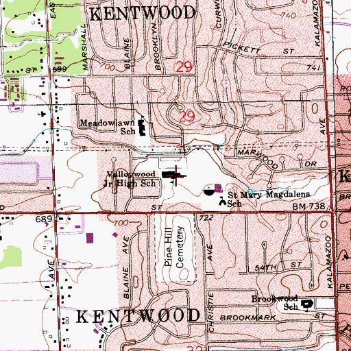Topographic Map of Valleywood Junior High School, MI