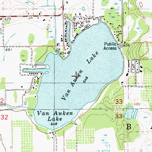 Topographic Map of Van Auken Lake, MI