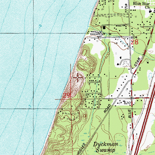 Topographic Map of Van Buren State Park, MI