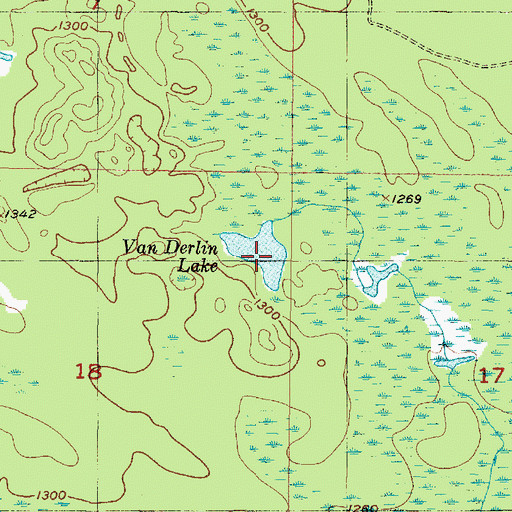 Topographic Map of Van Derlin Lake, MI