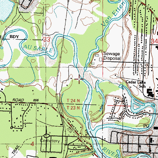 Topographic Map of Van Etten Creek, MI