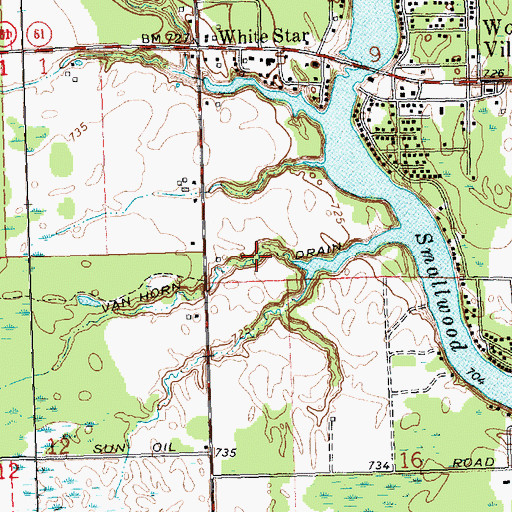 Topographic Map of Van Horn Drain, MI