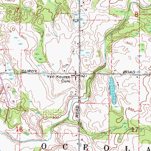 Topographic Map of Van Keuren Cemetery, MI