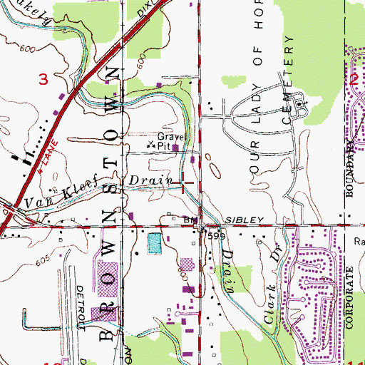 Topographic Map of Van Kleef Drain, MI