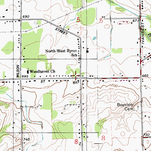 Topographic Map of Van Nest School, MI