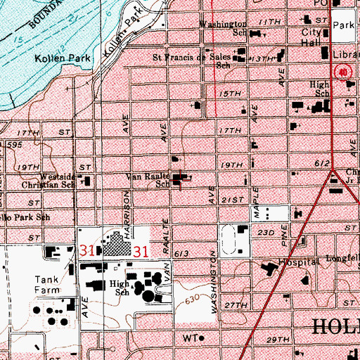 Topographic Map of Van Raalte School, MI