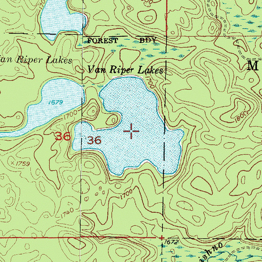 Topographic Map of Van Riper Lakes, MI