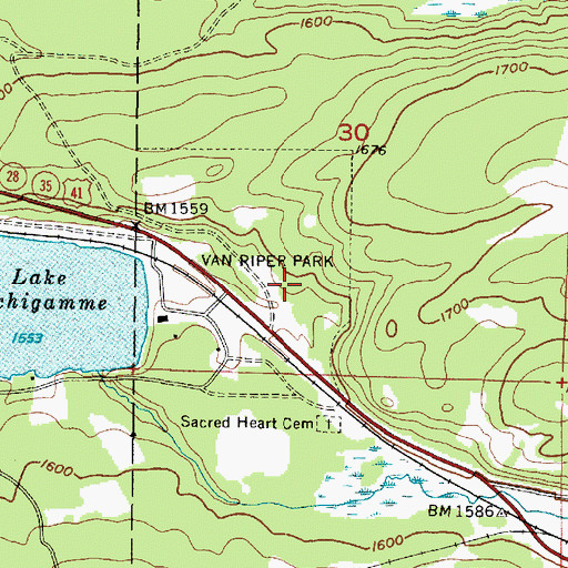 Topographic Map of Van Riper Park, MI