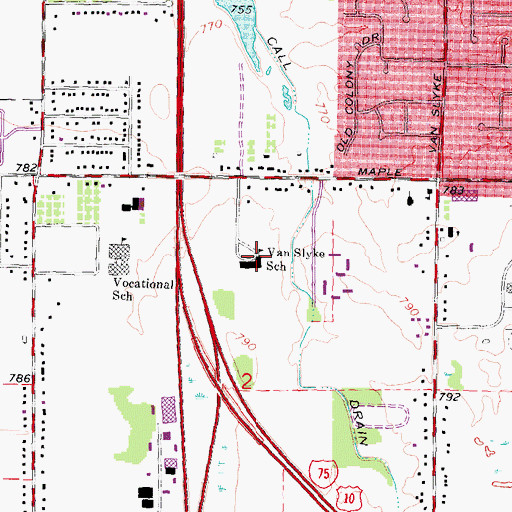 Topographic Map of Van Slyke School, MI