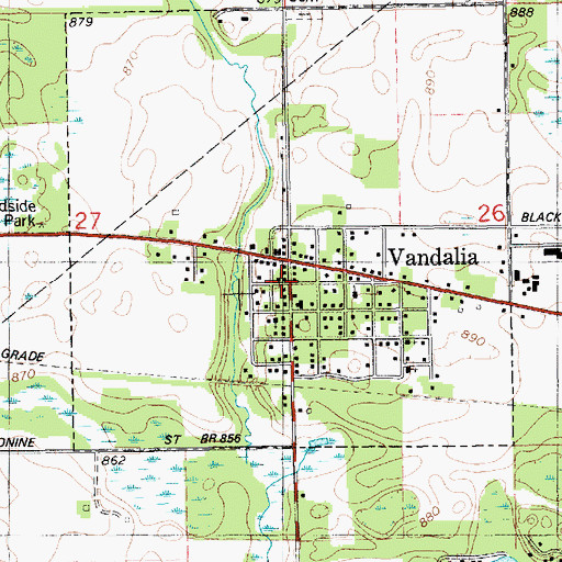 Topographic Map of Vandalia, MI