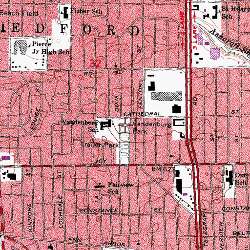 Topographic Map of Vandenburg Park, MI