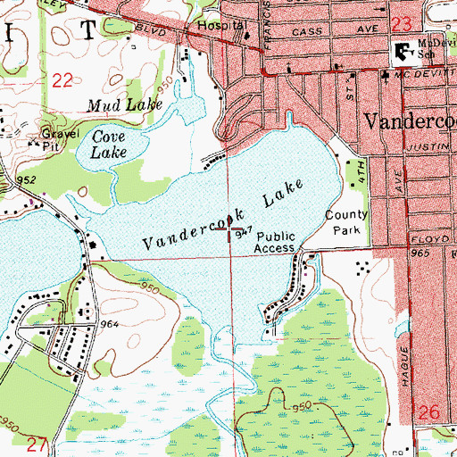 Topographic Map of Vandercook Lake, MI