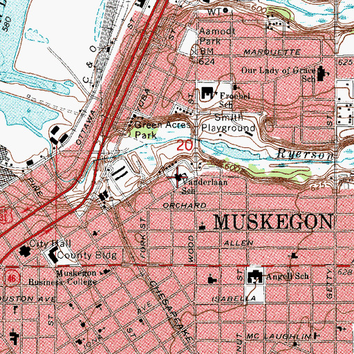 Topographic Map of Vanderlaan School, MI